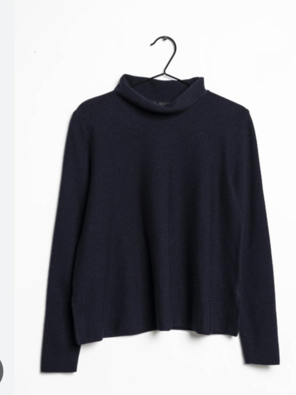 COS Mock Neck Wool Sweater - Dark Navy